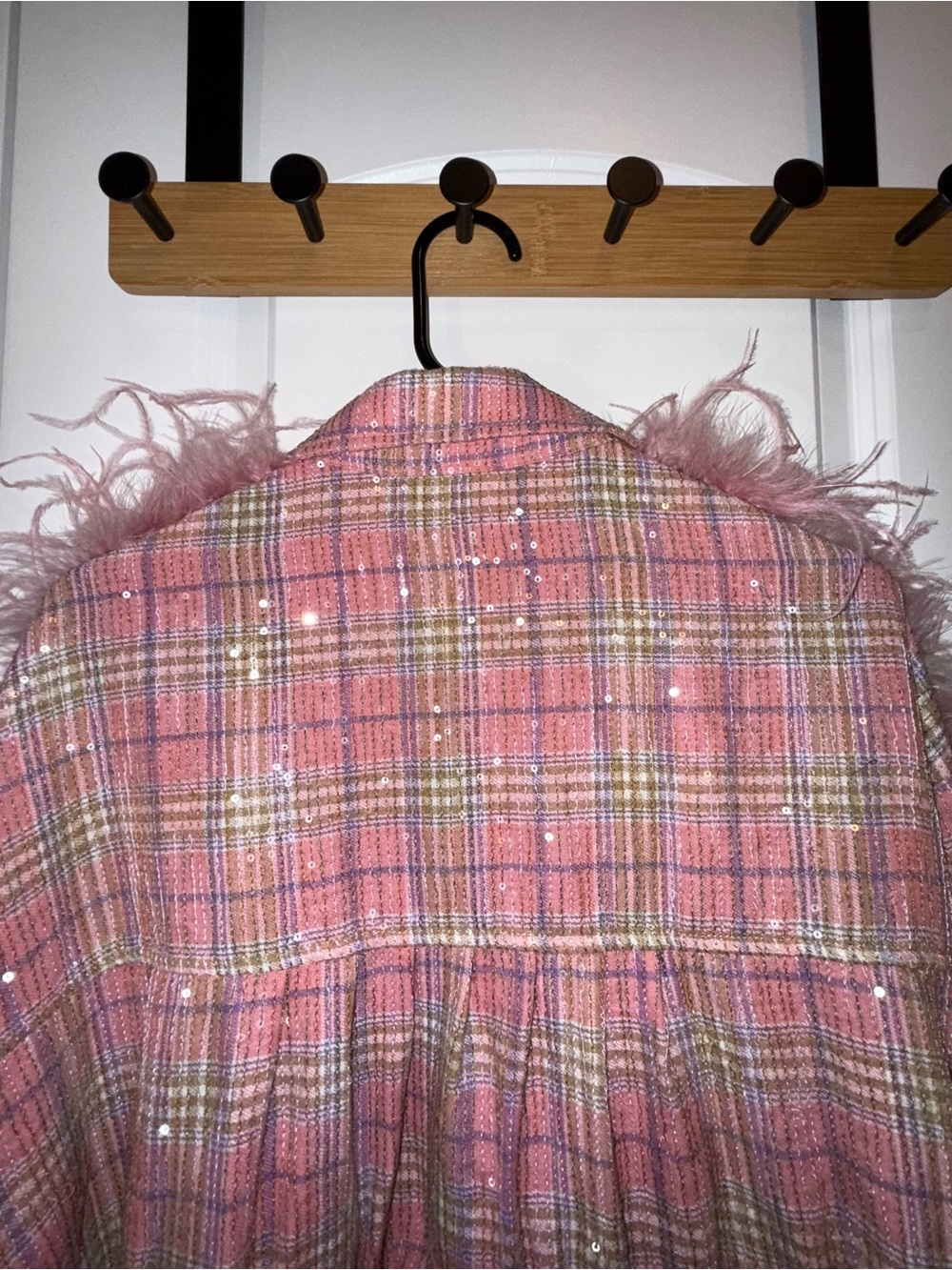 Queen of Sparkles | Pink Flannel Feather Dress | Size Small - Picture 10 of 16